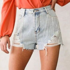 Rhinestone Denim Shorts